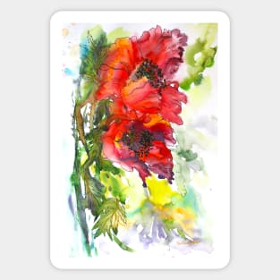 Poppy Watercolor Painting Sticker